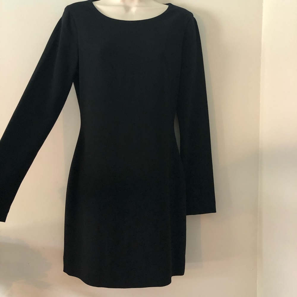 Diane von Furstenberg Black Giada Crepe Long Sleeve Mini Dress DVF Size 4 - Picture 6 of 16